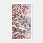 冬のベリー 雪の村の鳥のイラスト (正面)