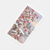 冬のベリー 雪の村の鳥のイラスト (コーナー)