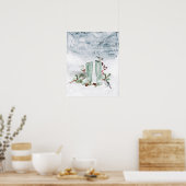 冬のベリー、鳥と雪 ポスター (キッチン)