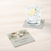 冬のベージュエレガントス結婚クリプト スクエアペーパーコースター (インサイチュ)