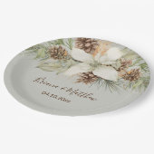 冬のベージュエレガントス結婚クリプト ペーパープレート (アングル)