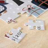 冬のペンギンと木の幸せな休日クリスマス ジグソーパズル (側面)