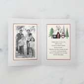 冬のペンギンと木クリスマスの写真を折った シーズンカード (内部)