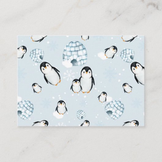 冬のペンギンのイクロースおむつラッフルベビーシャワー エンクロージャーカード (裏面)