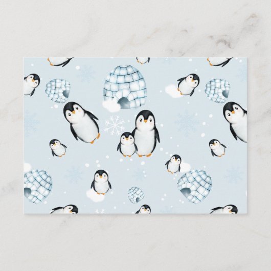 冬のペンギンのイグルーは本の赤ちゃんシャワーをもたらす エンクロージャーカード (裏面)