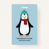 冬のペンギンの名前タグの個人用設定 バッジ (裏面)