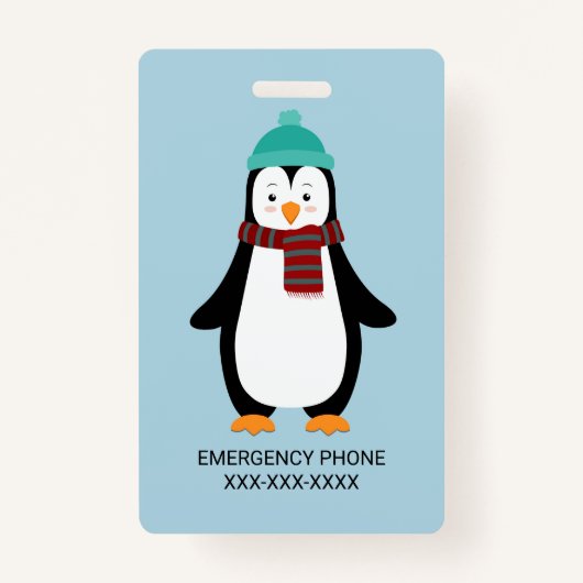 冬のペンギンの名前タグの個人用設定 バッジ (裏面)