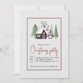 冬のペンギンの木と降雪クリスマスパーティー 招待状 (正面)