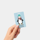 冬のペンギン名前タグをカスタマイズ バッジ (手持ち)