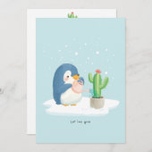 冬のペンギン園芸師 愛を育てよう サンキューカード (正面/裏面)