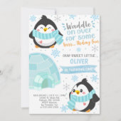 冬のペンギン少年の誕生日の招待。 招待状 (正面)