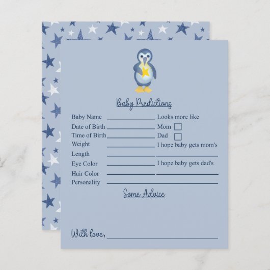 冬のペンギン赤ちゃんシャワー予測とアドバイス (正面/裏面)