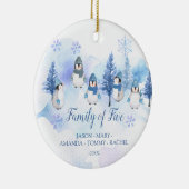 冬のペンギン雪の結晶のクリスマスファミリーFIVE セラミックオーナメント (右)