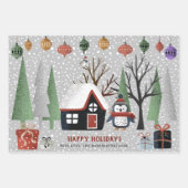 冬のペンギン鹿とパンダの雪の結晶クリスマス ラッピングペーパーシート (正面)