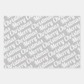 冬のペンギン、メリークリスマスと雪片 ラッピングペーパーシート (正面2)