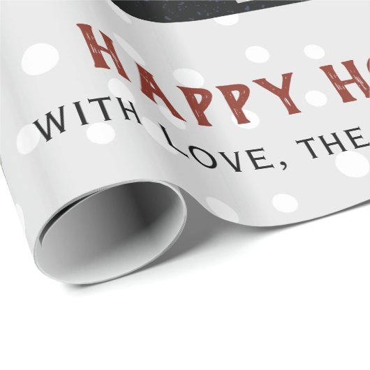 冬のペンギン、木と家クリスマスの休日 ラッピングペーパー (ロールコーナー)