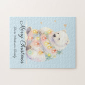 冬のホッキョクグマのクリスマスライトファミリー名 ジグソーパズル (横)