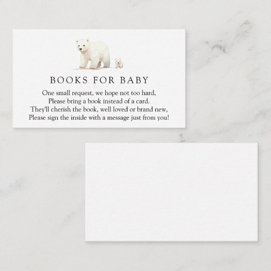 冬のホッキョクグマの本のベビー依頼 エンクロージャーカード (正面/裏面)