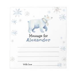冬のホッキョクグマの誕生日の時間カプセルメッセージ ノートパッド