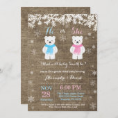 冬のホッキョクグマ性別発表招待状 招待状 (正面/裏面)