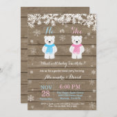 冬のホッキョクグマ性別発表招待状 招待状 (正面/裏面)