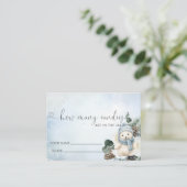 冬のホッキョクグマ男の子の赤ちゃんシャワーいくつキャンディ エンクロージャーカード (スタンド正面)