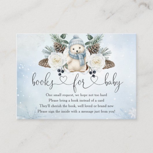 冬のホッキョクグマ男の子の赤ちゃんシャワーベビー エンクロージャーカード (正面)