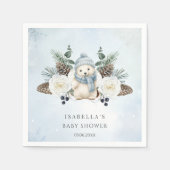 冬のホッキョクグマ男の子の赤ちゃんシャワー スタンダードカクテルナプキン (正面)