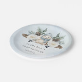 冬のホッキョクグマ男の子の赤ちゃんシャワー ペーパープレート (アングル)