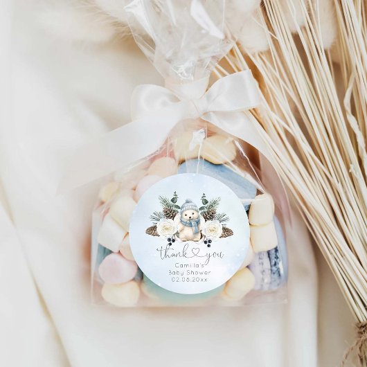 冬のホッキョクグマ男の子の赤ちゃんシャワー ラウンドシール