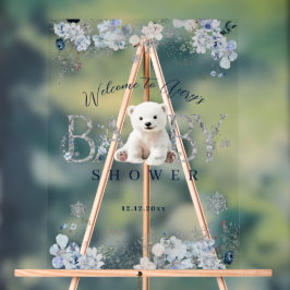 冬のホッキョクグマ男の赤ちゃんシャワーウェルカム アクリルサイン