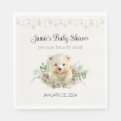 冬のホッキョクグマ男女兼用の赤ちゃんシャワー スタンダードランチョンナプキン (正面)