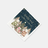 冬のホッキョクグマ雪の結晶ベビーシャワー スタンダードカクテルナプキン (角)