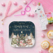 冬のホッキョクグマ雪の結晶ベビーシャワー ペーパープレート (パーティー)