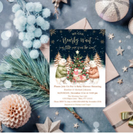 冬のホッキョクグマ雪の結晶ベビーシャワー 招待状