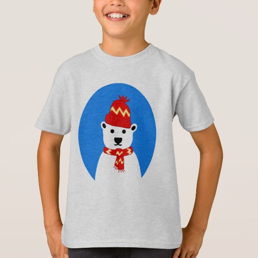 冬のホッキョクグマ – ティーシャ子供へツ Tシャツ (正面)