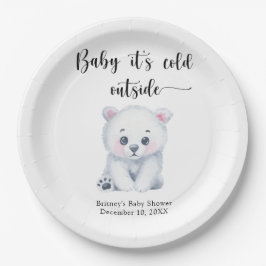 冬のホッキョクグマ – ベビー外は寒い ペーパープレート