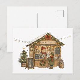 冬のホットココアのクリスマスマーケット ポストカード