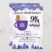 冬のホットココアバースデーパーティーの招待 招待状 (正面/裏面)