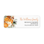 冬のホリデーオレンジクリスマス差出人住所 ラベル (正面)