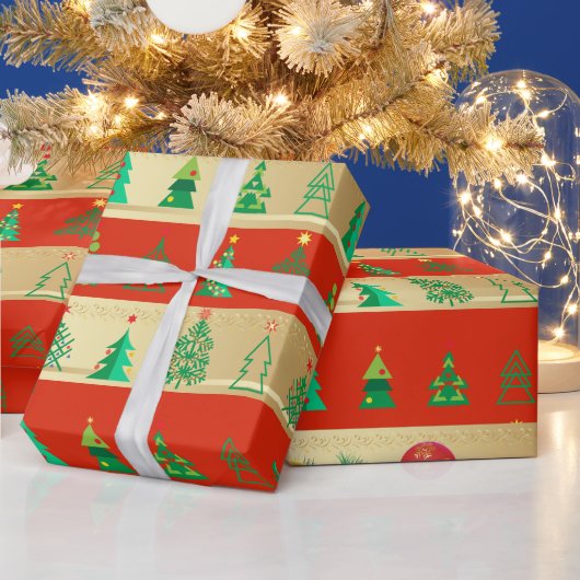 冬のホリデーギフトデコレーションクリスマスモミの木 ラッピングペーパー (クリスマス)
