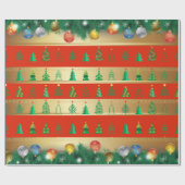 冬のホリデーギフトデコレーションクリスマスモミの木 ラッピングペーパー (フラット)