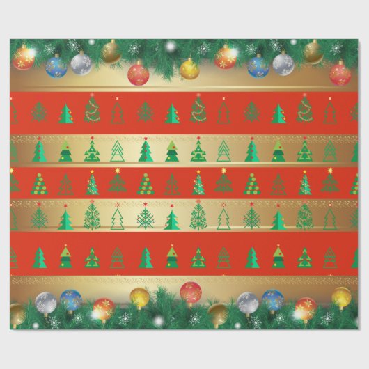 冬のホリデーギフトデコレーションクリスマスモミの木 ラッピングペーパー (フラット)