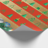 冬のホリデーギフトデコレーションクリスマスモミの木 ラッピングペーパー (角)
