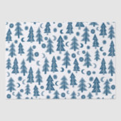 冬のホリデーブルー＋ホワイトツリー柄 クリスマス 薄葉紙 (正面)