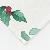 冬のホリデーホリーベリーの枝 フリースブランケット (角)