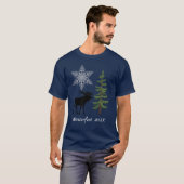 冬のホリデーモース雪の結晶もみの木 Tシャツ (正面フル)
