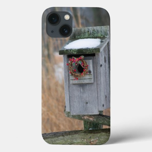 冬のホリデーリースが飾られた鳥の巣箱 Case-Mate iPhoneケース (裏面)