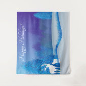 冬のホリデー背景 鹿 タペストリー (正面)