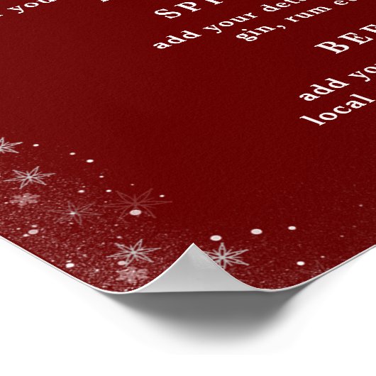 冬のホリデー ウェディング ジョイ バー メニュー サイン (角)